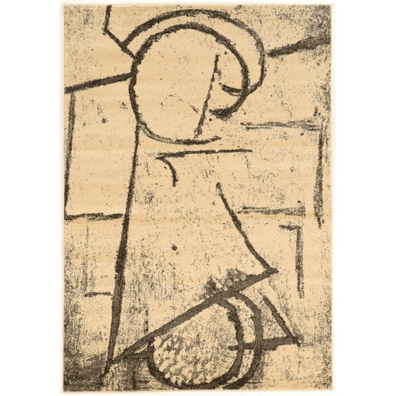 Masters Dial Cream Area Rug 5x7.6 Artistic Polypropylene Floor Covering