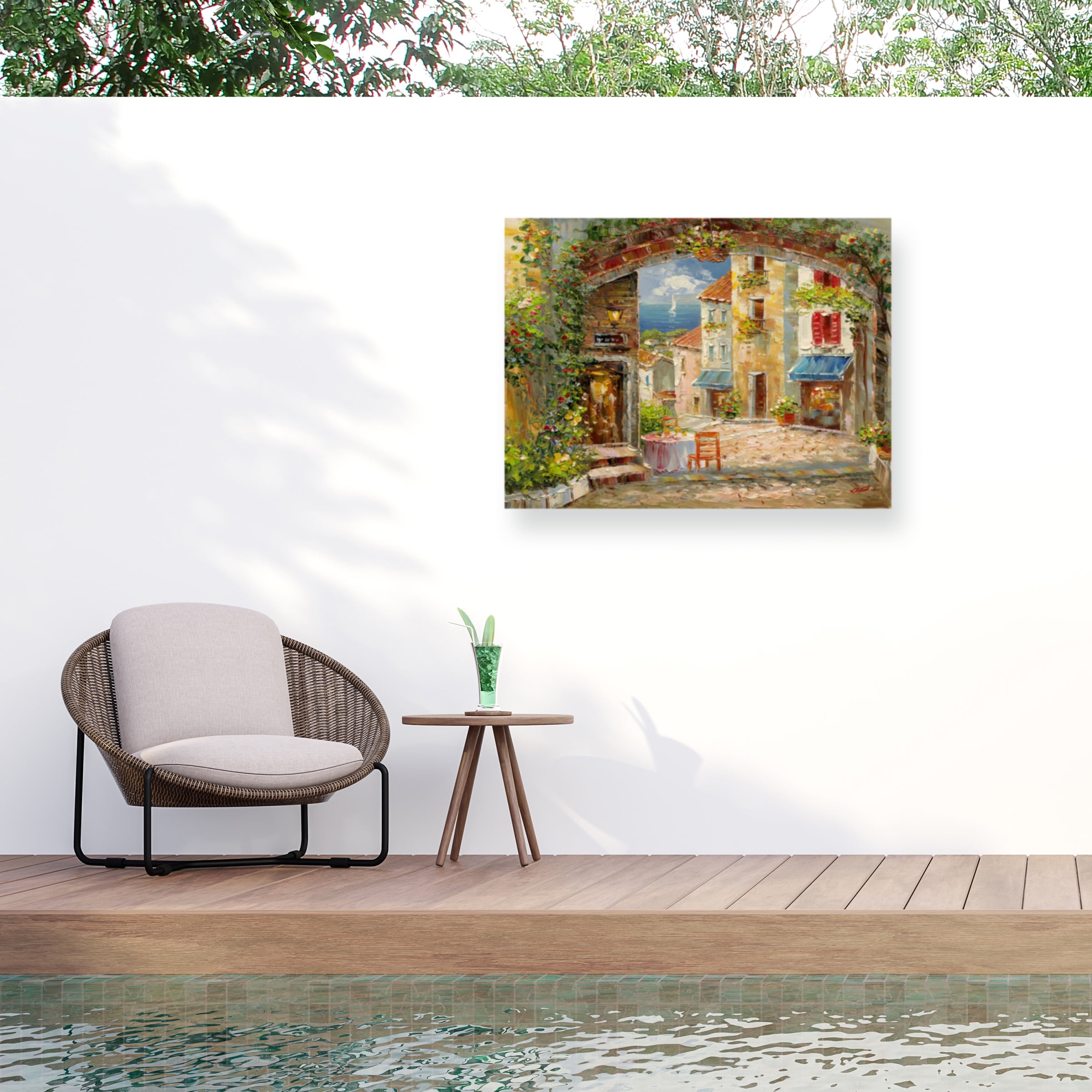 Capri Isle Landscape Print on Canvas with Aluminum and Wood Frame