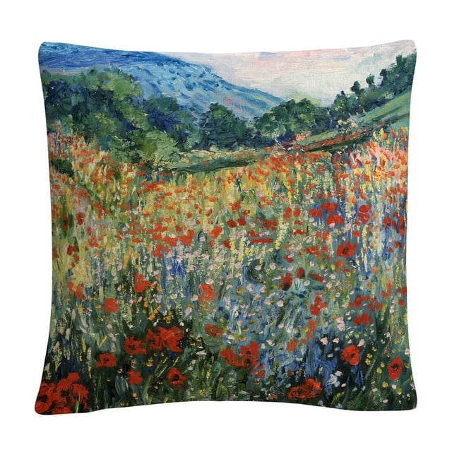 Masters Fine Art 'Field Of Wild Flowers' 16 X 16 Decorative Throw Pillow