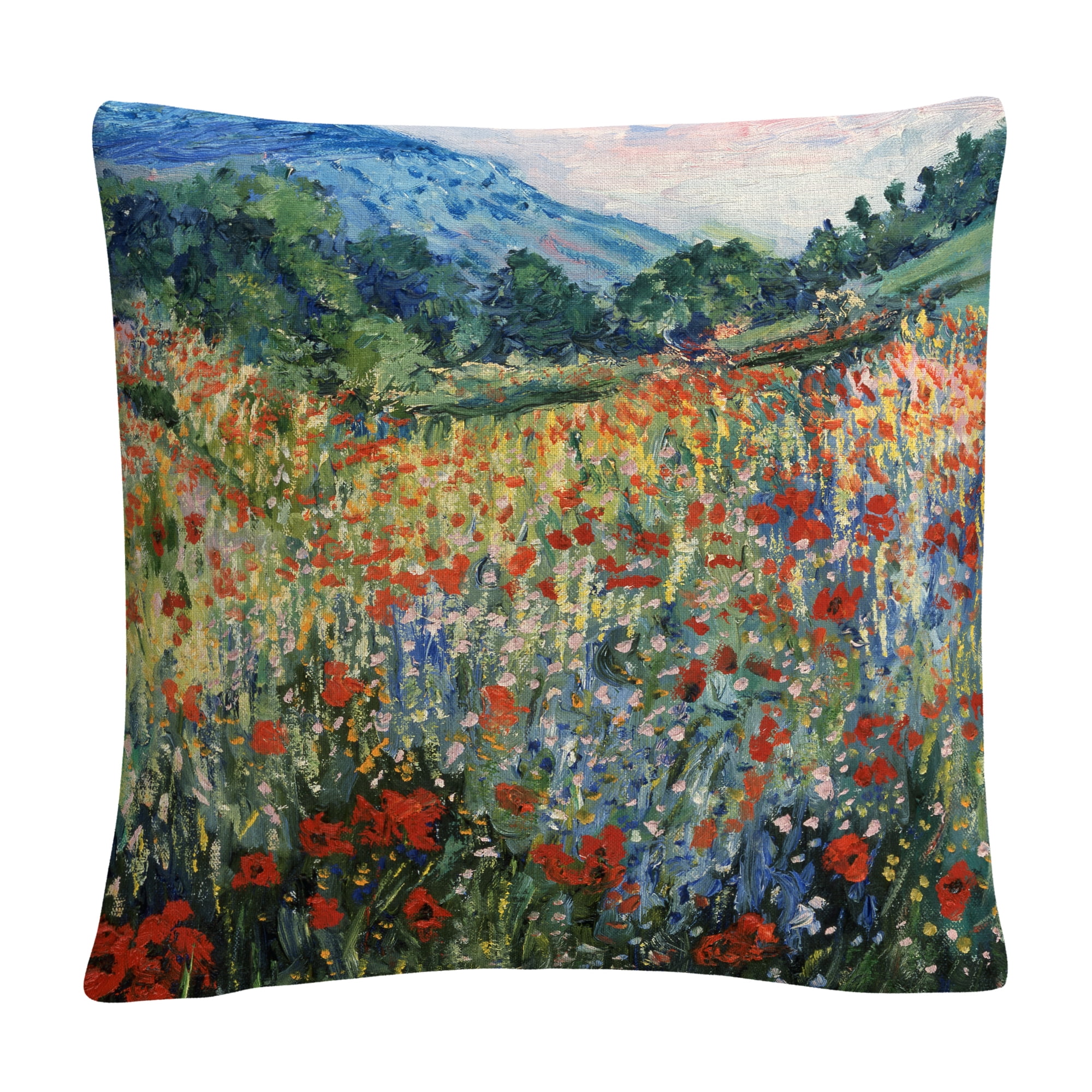 Masters Fine Art 'Field Of Wild Flowers' 16 X 16 Decorative Throw Pillow