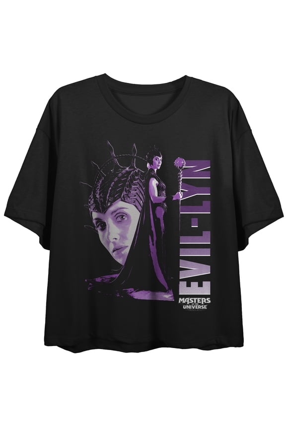 Masters Of The Universe Evil-Lyn Women’s Black Crew Neck Short Sleeve Crop Top - Large