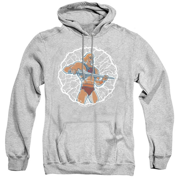 Masters Of The Universe Lightning Power Unisex Adult Pull-Over Hoodie, Athletic Heather, 2X-Large