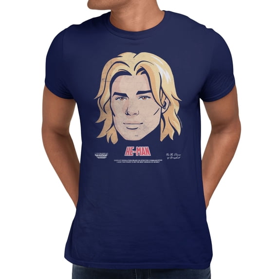 Masters Of The Universe Movie He-Man Big Face Men's T Shirt (Navy, S-XXXL)