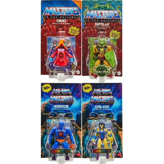 Masters Of The Universe Origins 5 Inch Action Figure Wave 19 - Set of 4 (Evil-Lyn - Webstor - Orko - Reptilax)