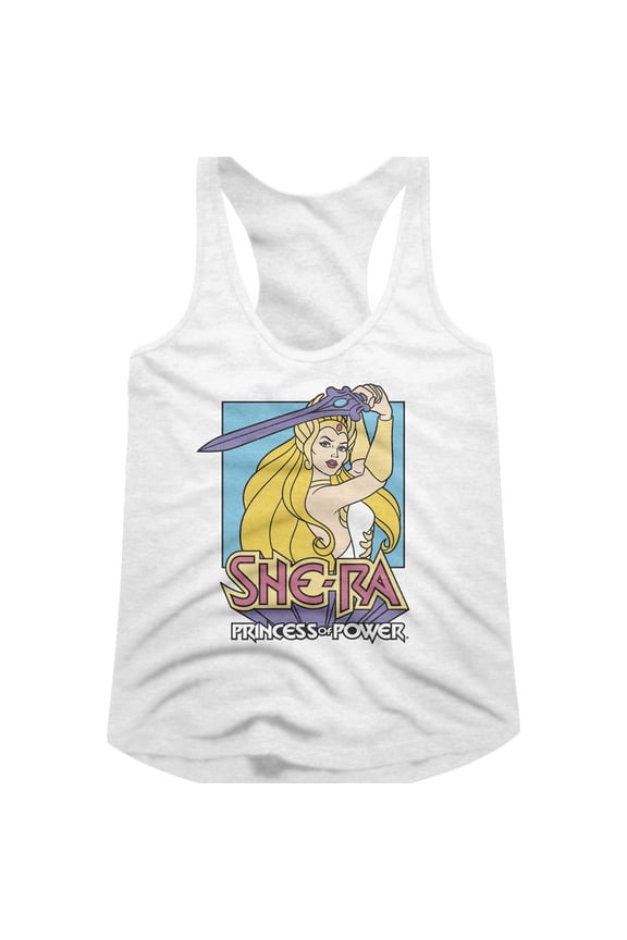 Masters Of The Universe Pastel Sword White Women's Slim Fit Racerback Tank Top