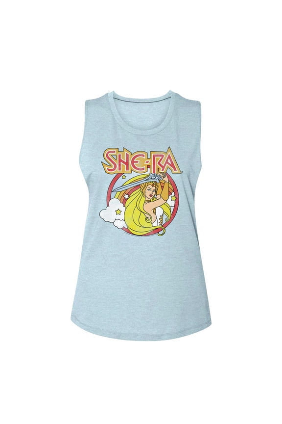 Masters Of The Universe Rainbow Sword Stonewash Denim Women's Muscle Tank Top