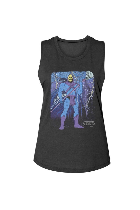 Masters Of The Universe Skeletor And Skull Mountain Charcoal Women's Muscle Tank Top T-Shirt