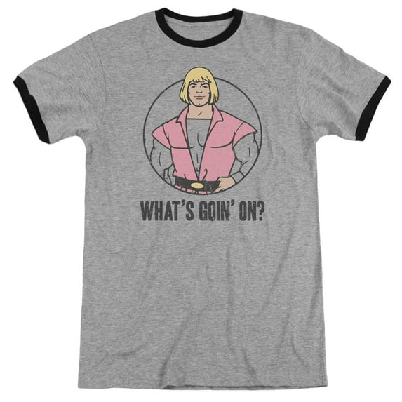 Masters Of The Universe/Whats Goin On Adult Ringer T-Shirt Heather/Black