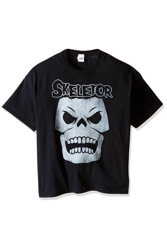 Masters of The Universe Mens T-Shirt - White Skeletor Face Under Name (Small)