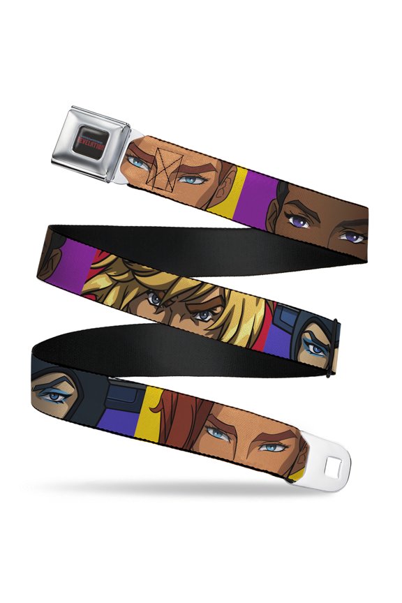 Masters of the Universe Belt, Seatbelt Buckle Belt, Masters Of the Universe Revelation Character Close Up Blocks, Youth 22 to 32 Inches