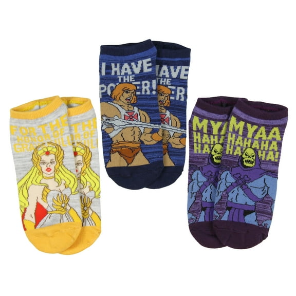 Masters of the Universe Character Ankle Socks He-man Skeletor She-ra 3 PK for Men and Women