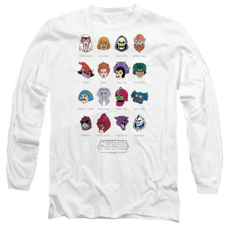 Masters of the Universe He-Man And Skeletor Line-Up Unisex Adult Long-Sleeve T Shirt, White, 2X-Large