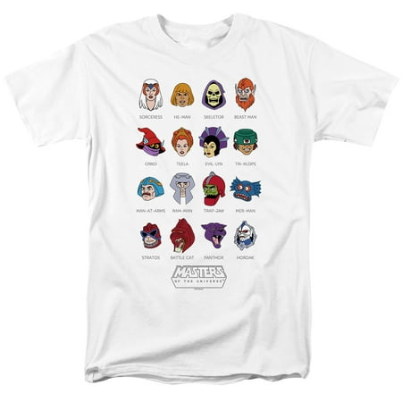 Masters of the Universe He-Man And Skeletor Line-Up Unisex Adult T Shirt, White, 2X-Large