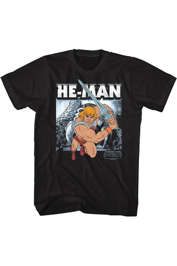 Masters of the Universe He-Man Charging Black Adult T-Shirt
