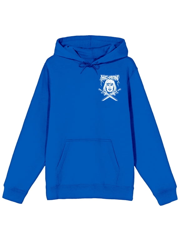 Masters of the Universe He-Man Mens Pullover Hoodie Front and Full-Back Character Art Kangaroo Pocket Sweatshirt-Large