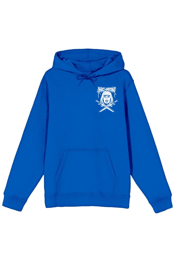 Masters of the Universe He-Man Mens Pullover Hoodie Front and Full-Back Character Art Kangaroo Pocket Sweatshirt-Medium