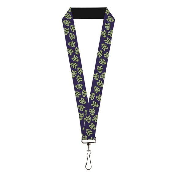 Masters of the Universe Lanyard, MOTU Skeletor Expressions Scattered Purple Green, Elastic