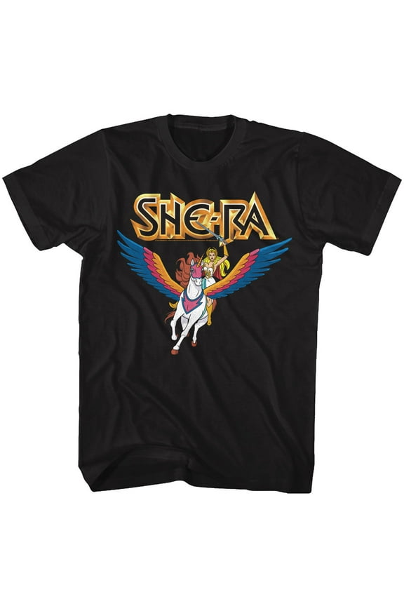 Masters of the Universe Mens T-Shirt - SHE-RA SHERA Rides Swift Wind (Large)