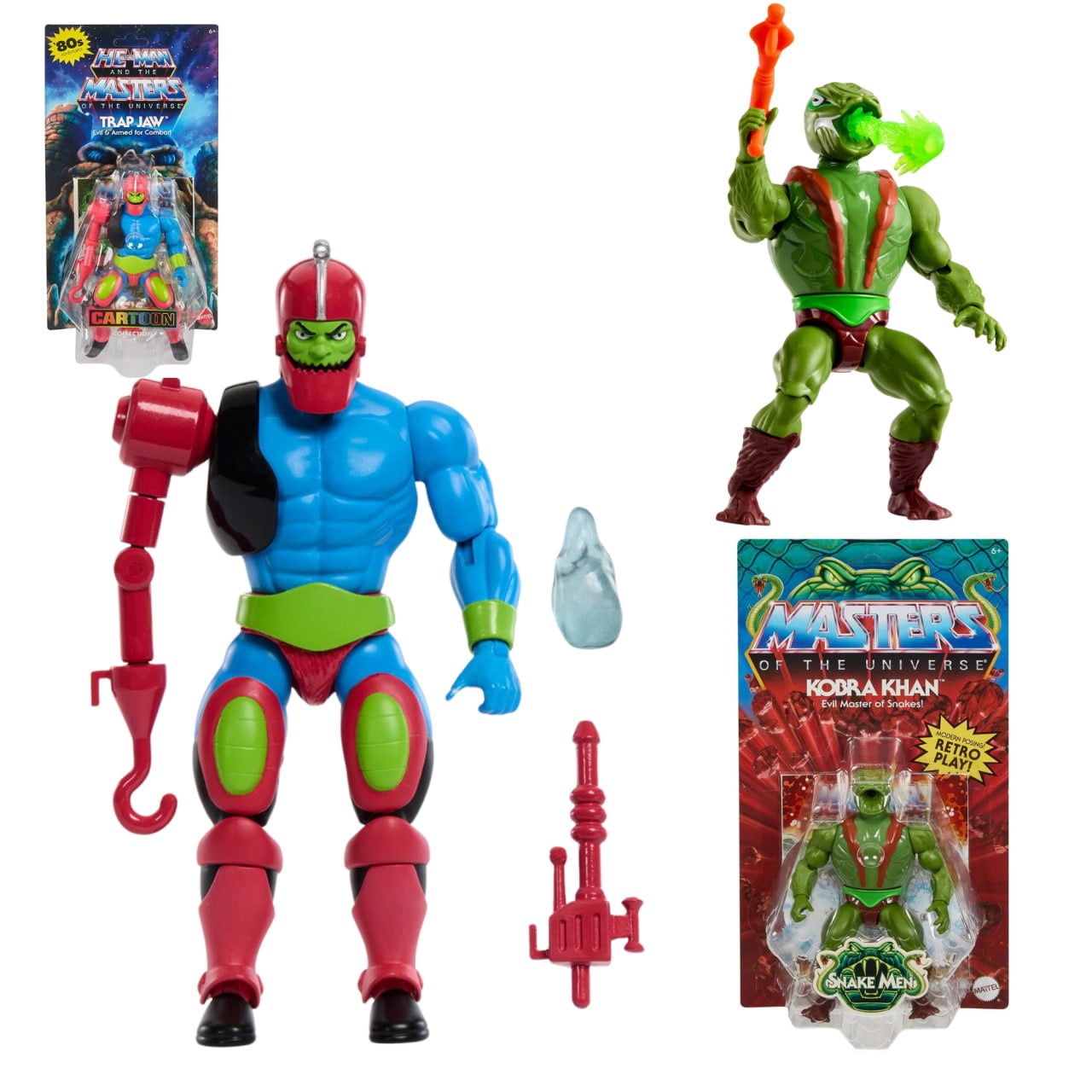 MASTERS OF THE UNIVERSE ORIGINS Kobra Khan Actionfigur - 16 bewegliche Gelenke, Retro-Verpackung und Mini-Comic-Heft, für Fans ab 6 Jahren und erwachsene Sammler, HKM65