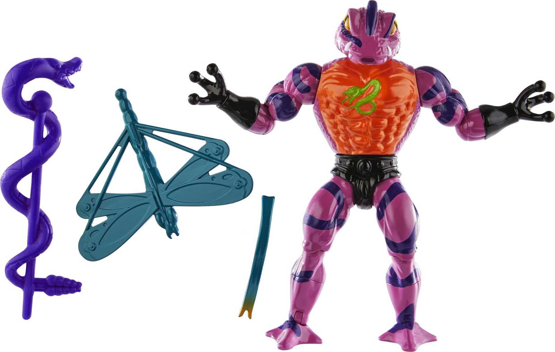 MASTERS OF THE UNIVERSE ORIGINS TOY, RISE OF SNAKE MEN MAN-E-FACES, ARTICULATED COLLECTIBLE MOTU