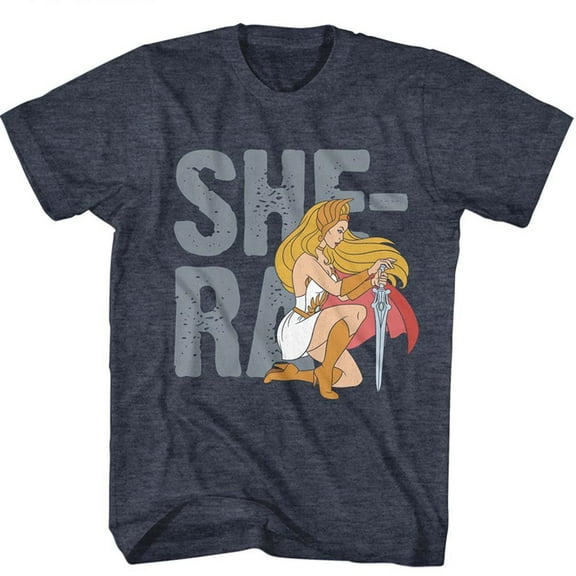 Masters of the Universe She-Ra Text Navy Heather Adult T-Shirt