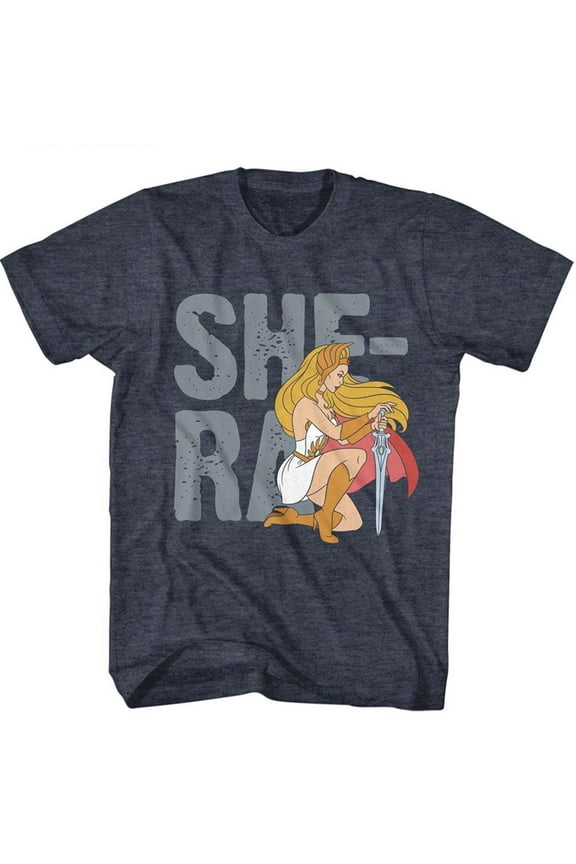 Masters of the Universe She-Ra Text Navy Heather Adult T-Shirt