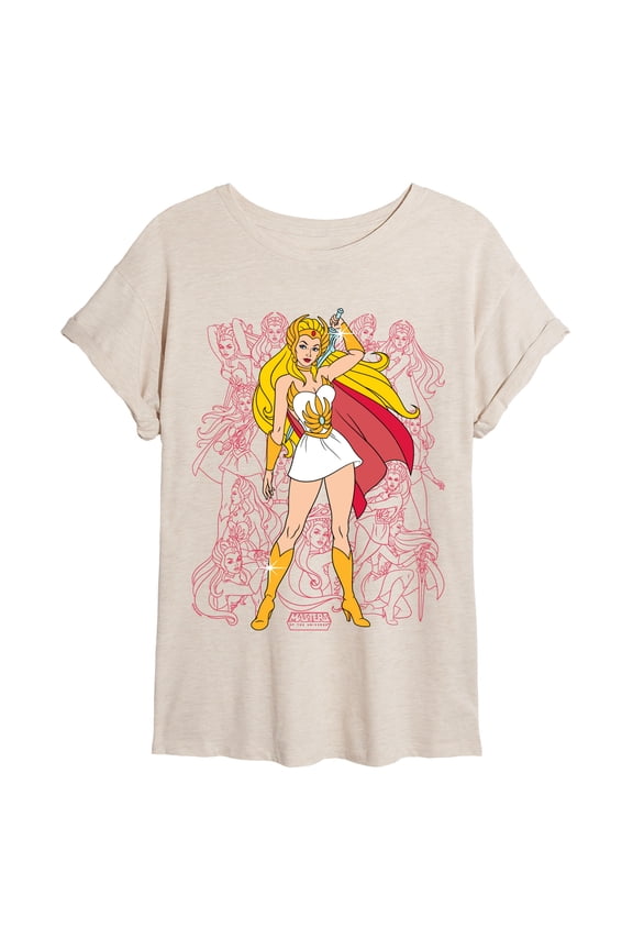 - Shera Collage - Juniors Oversized Graphic T-Shirt