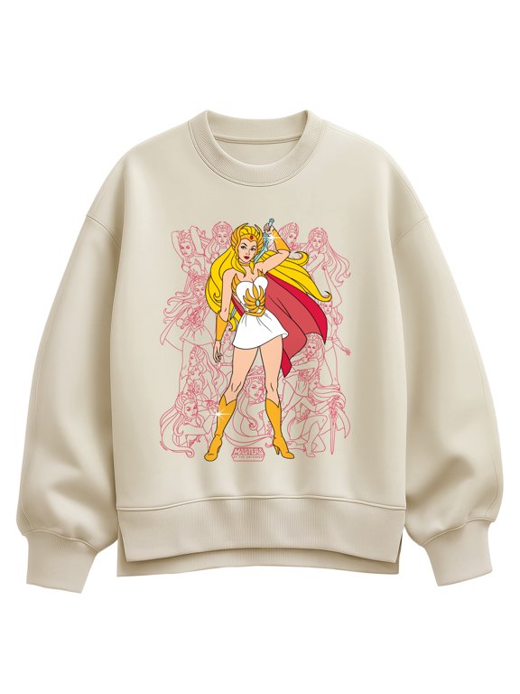 - Shera Collage Women's Oversized Fleece Crew Sweatshirt