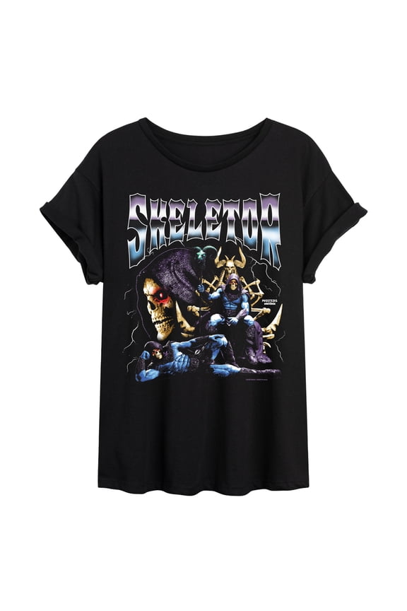 - Skeletor Bootleg - Juniors Oversized Graphic T-Shirt