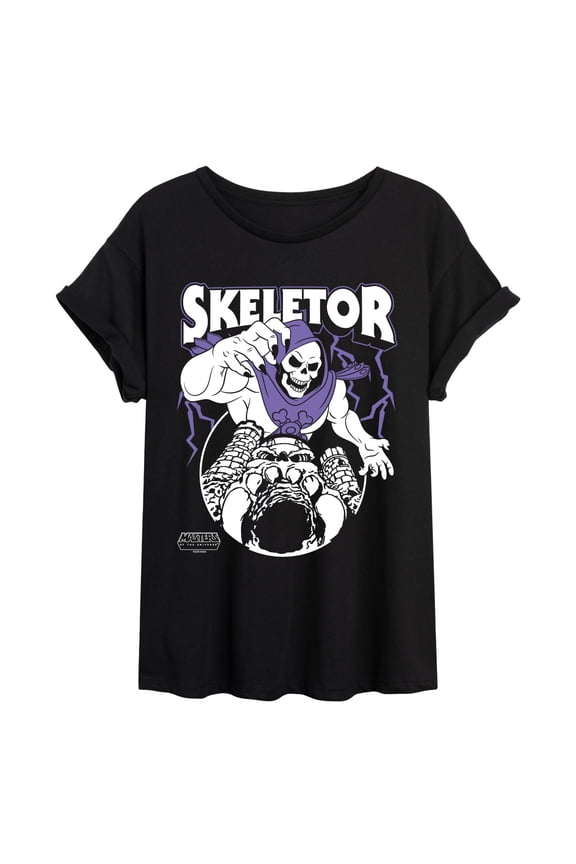 - Skeletor Castle - Juniors Oversized Graphic T-Shirt