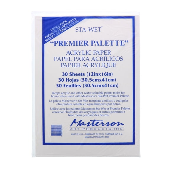 Masterson Sta-Wet Premier Palette Acrylic Refill Sheets, 30 Sheets