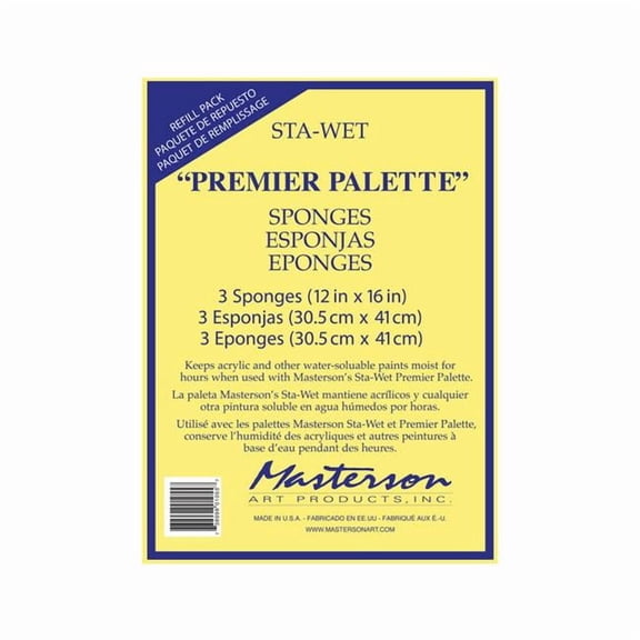 Masterson Sta-Wet Premier Palette Sponge Refill, 3 Pack