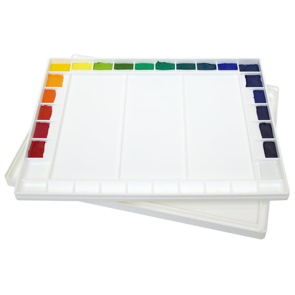 Masterson Aqua-Pro Watercolor Palette 11.5x15.5, 32 Wells w/ Lid to Keep Paints Fresh, Made in USA