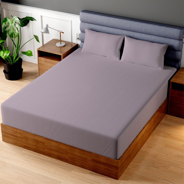 Mastertex Superity Linen Cotton Fitted Bed Sheet Lavender Full XL