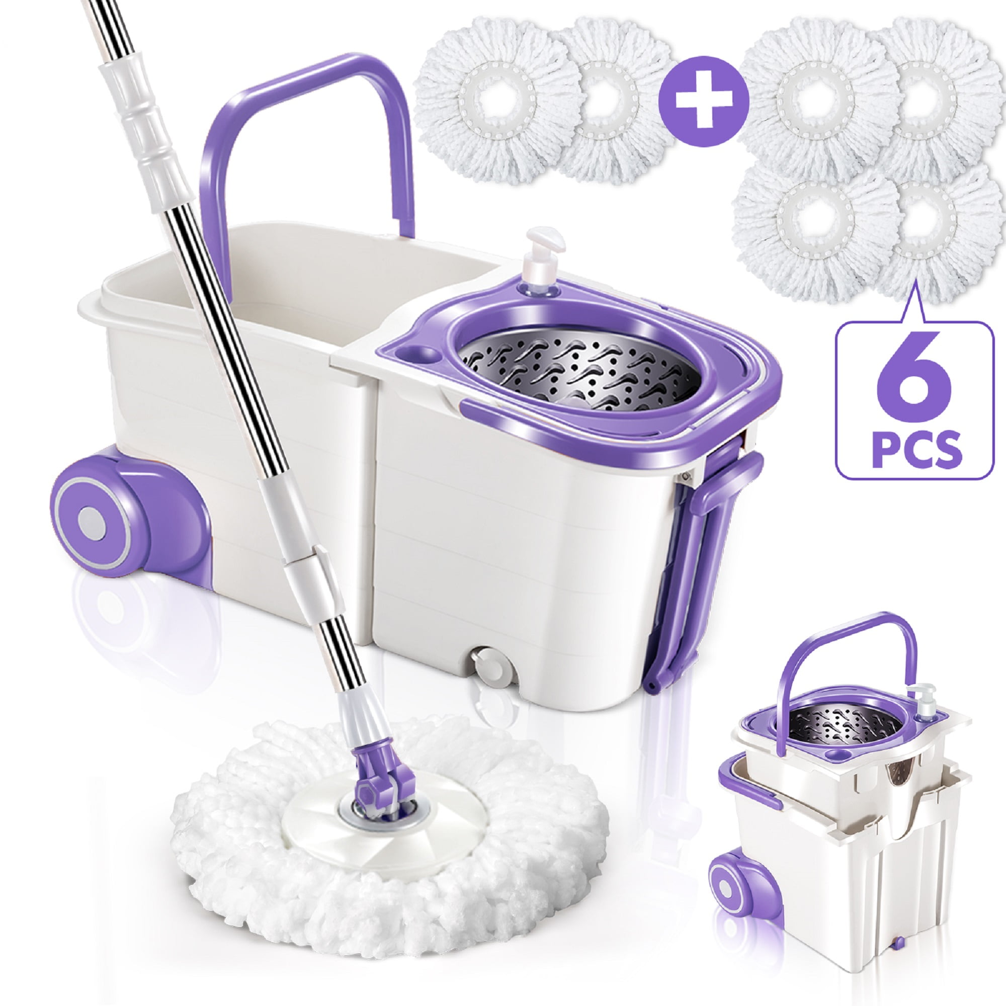 Mastertop Detachable Spin Mop and Bucket System with Wringer Set for