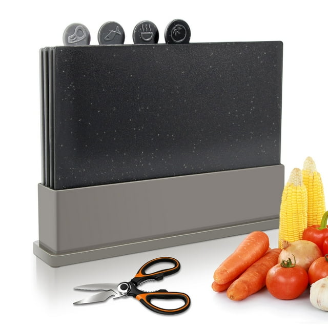 Mastertop Plastic Cutting Board for Kitchen of 4,Chopping Board Set,BPAFree, Dishwasher Safe