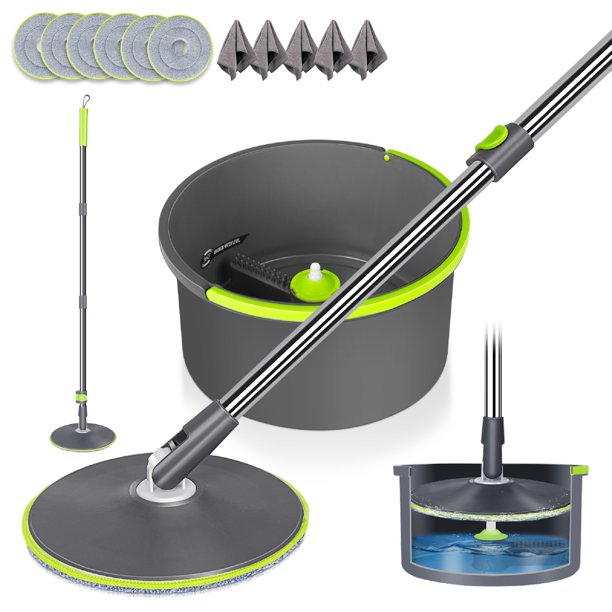Mastertop Spin Mop and Bucket System with Wringer Set for Floor,5