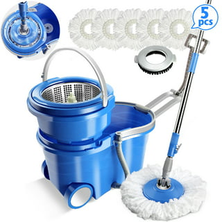 Vileda Turbo EasyWring & Clean Floor Mop Complete Set, Mop and Bucket with  Power Spinner, Blue