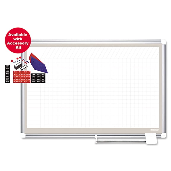 Planning Board, Steel, 36 in, 48 in, Aluminum Frame, White, Gloss GA05108830A