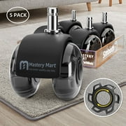 Mastery Mart 2 Inch Office Chair Wheels for Carpet and Hardwood Floors, Rubber Desk Chair Caster Wheels, Heavy Duty Rollerblade Replacement Wheels for Office Chair Set of 5, Gray
