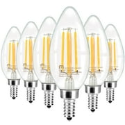 Mastery Mart Chandelier Led Light Bulbs 40 Watt Equivalent, 2700K Soft White, Dimmable Decorative Edison E12 Candelabra base Lighting, 6 pack