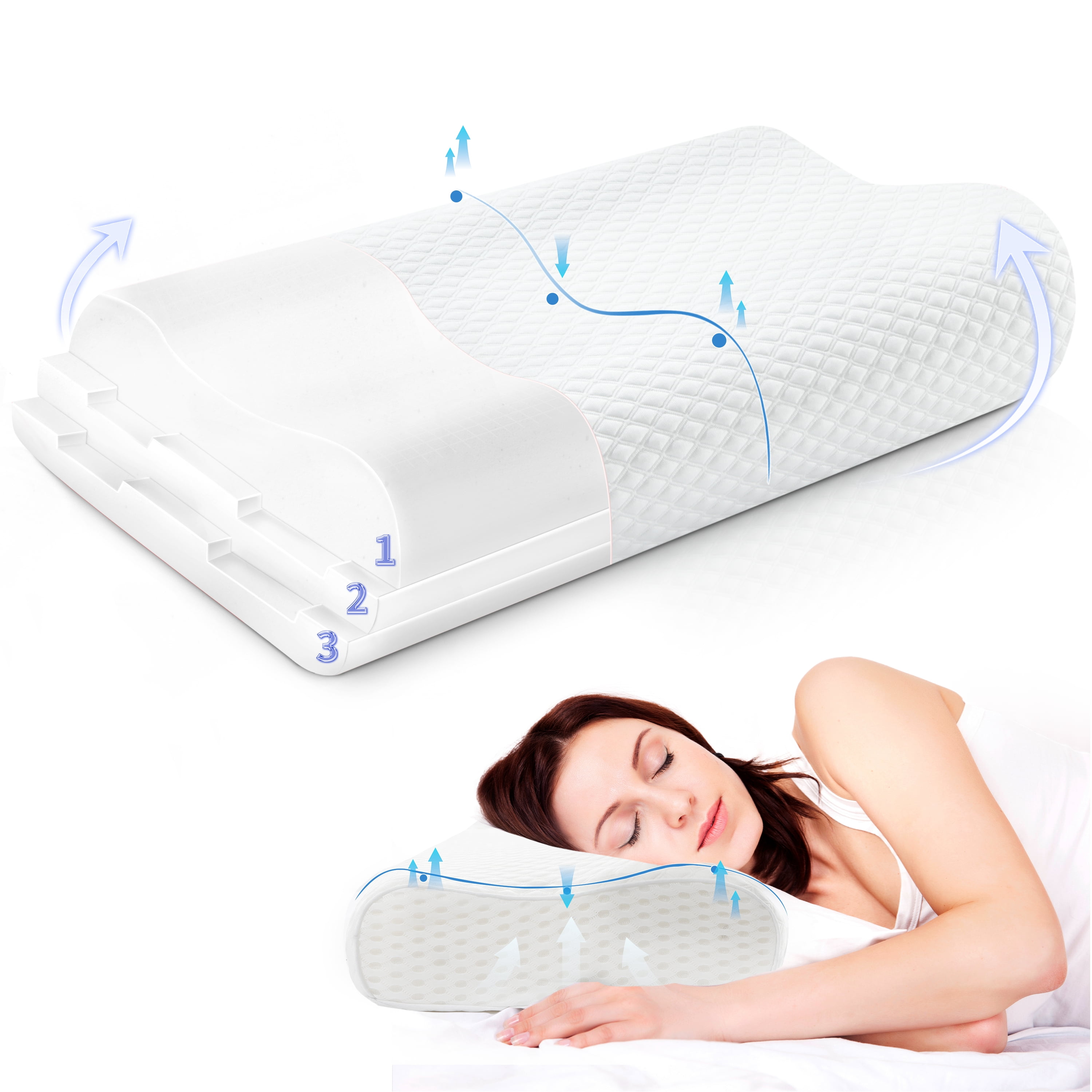 LuxClub Large Cube Memory Foam Pillow - Ultimate Support for Side Sleepers,  Cervical Neck Pillow for Travel, Soft & Supportive Bed Pillow for Neck and