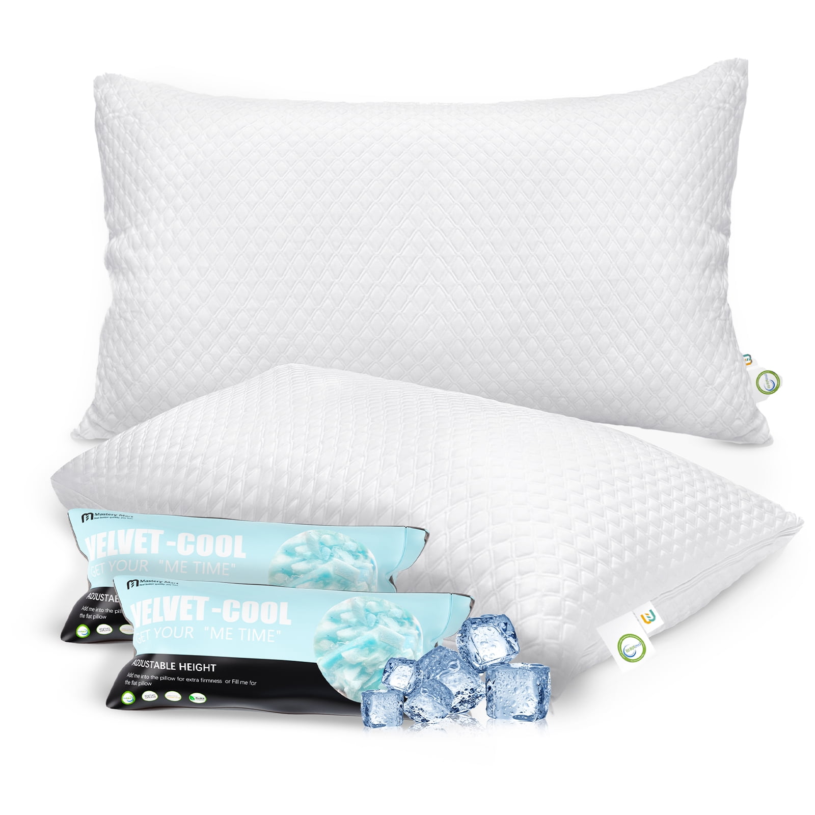 Mastery Mart Cooling Pillows for Sleeping, Adjustable Cold Shredded Gel ...