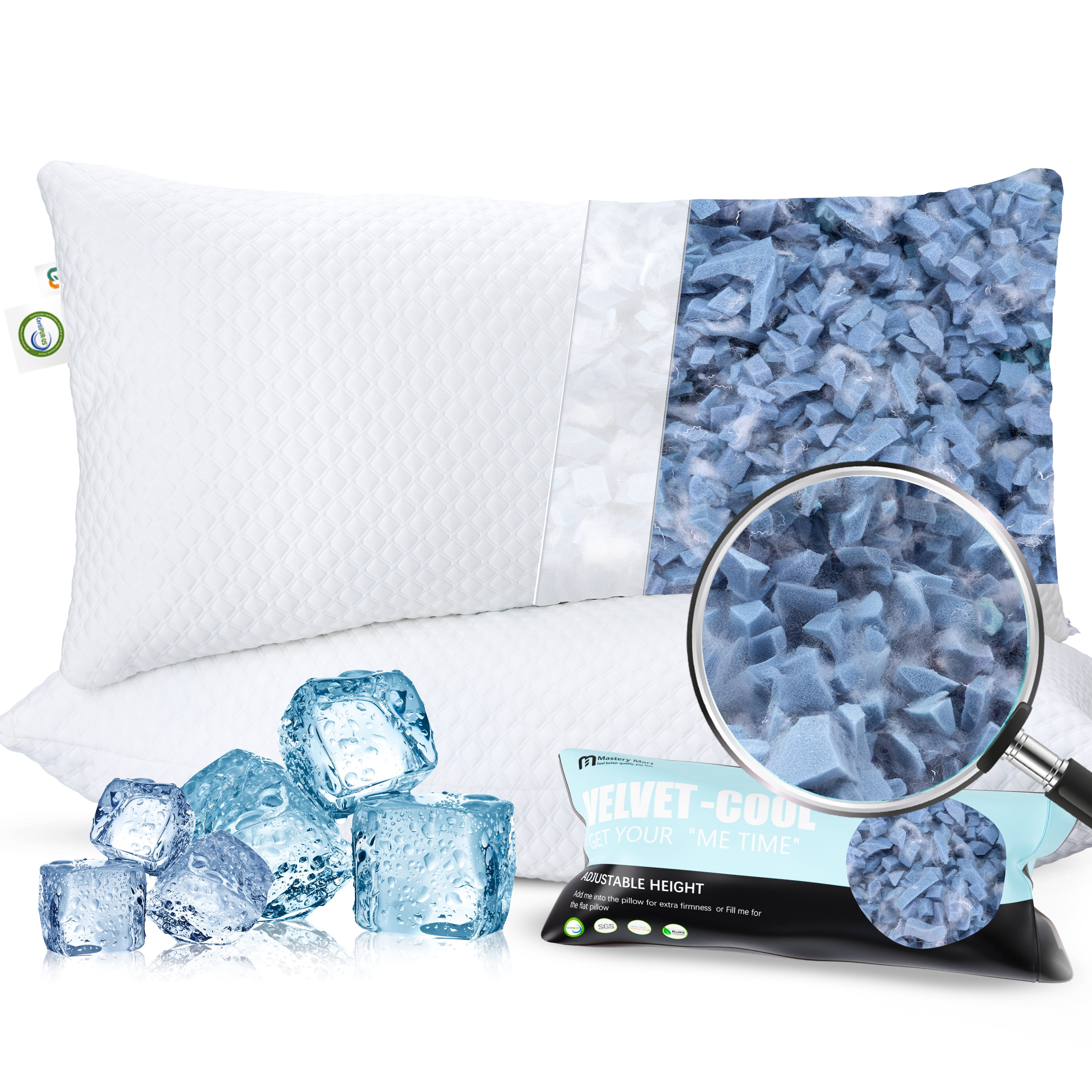 Mastery Mart Cooling Pillow King Size Set of 2 for Sleeping, Adjustable