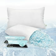 Mastery Mart Cooling Pillow Queen Size Set of 2, Shredded Gel Memory Foam Pillows for Sleeping, Adjustable Firm Support Bed Pillows for Side/Back/Stomach Sleepers
