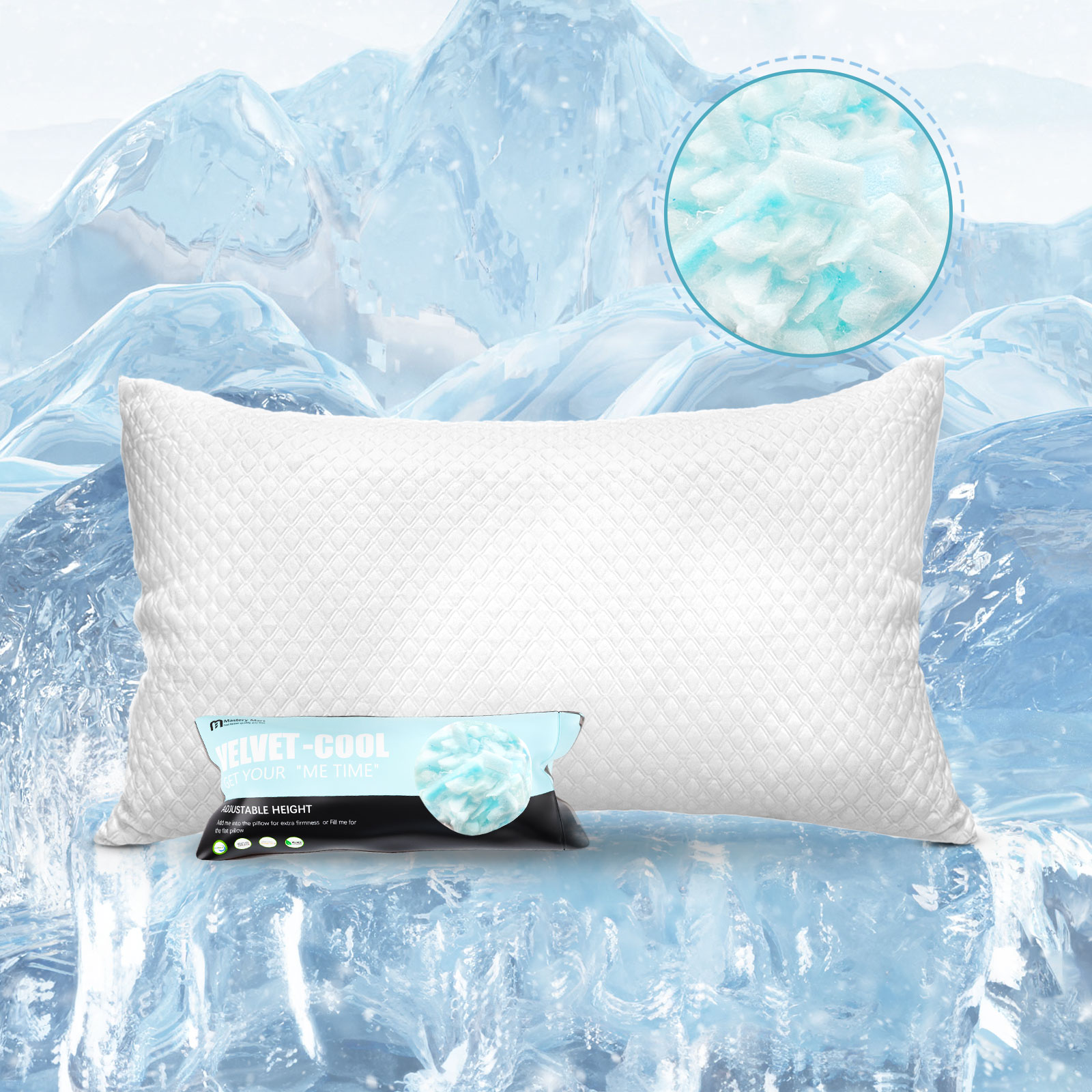 Derila King Size Cooling Pillowcase - White, Zip Closure, Hypoallergenic
