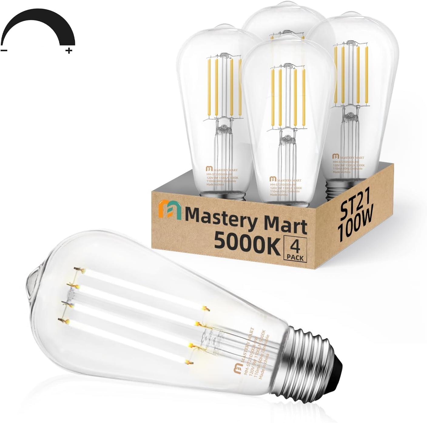 Mastery Mart Dimmable Edison Vintage Led Light Bulbs ST21 100