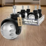 Mastery Mart 2 Inch Office Chair Caster Wheels Replacement for Carpet and Hard Wood Floors, Heavy Duty Rollerblade Desk Wheels for Office Chair, Rubber Caster Wheels Set of 5, Gray