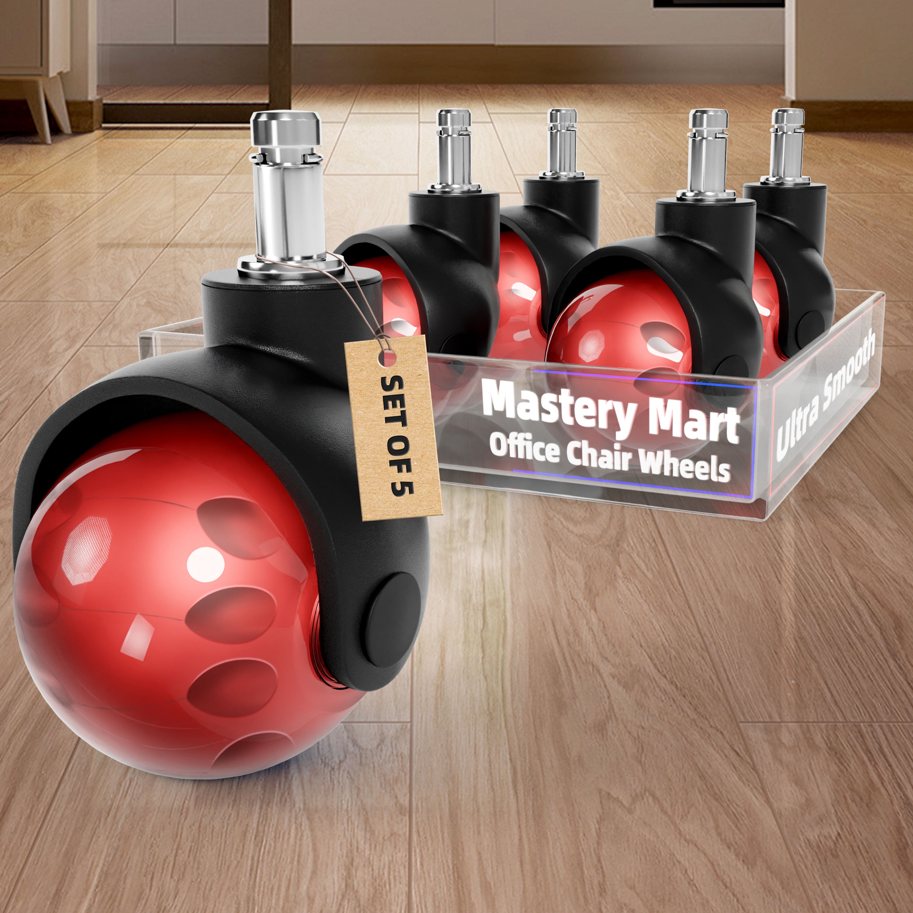 Mastery Mart 2 Inch Office Chair Caster Wheels Replacement for Carpet and Hard Wood Floors