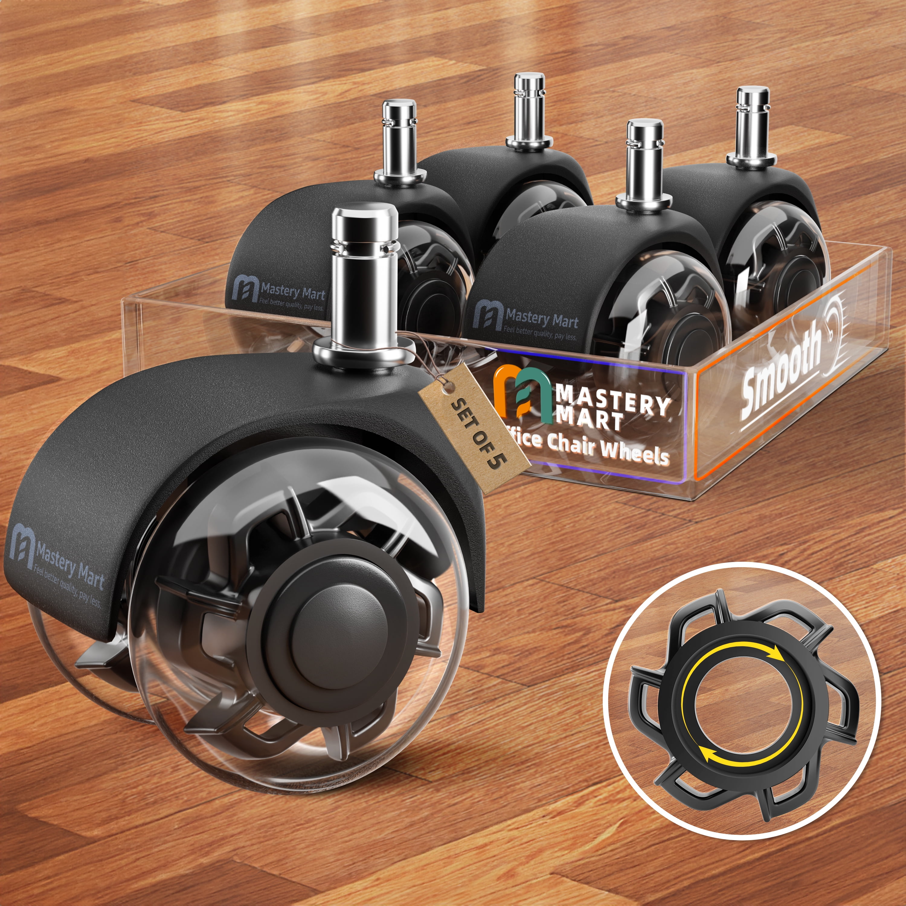 Mastery Mart Heavy Duty Office Chair Casters Wheels for Carpet, Gaming